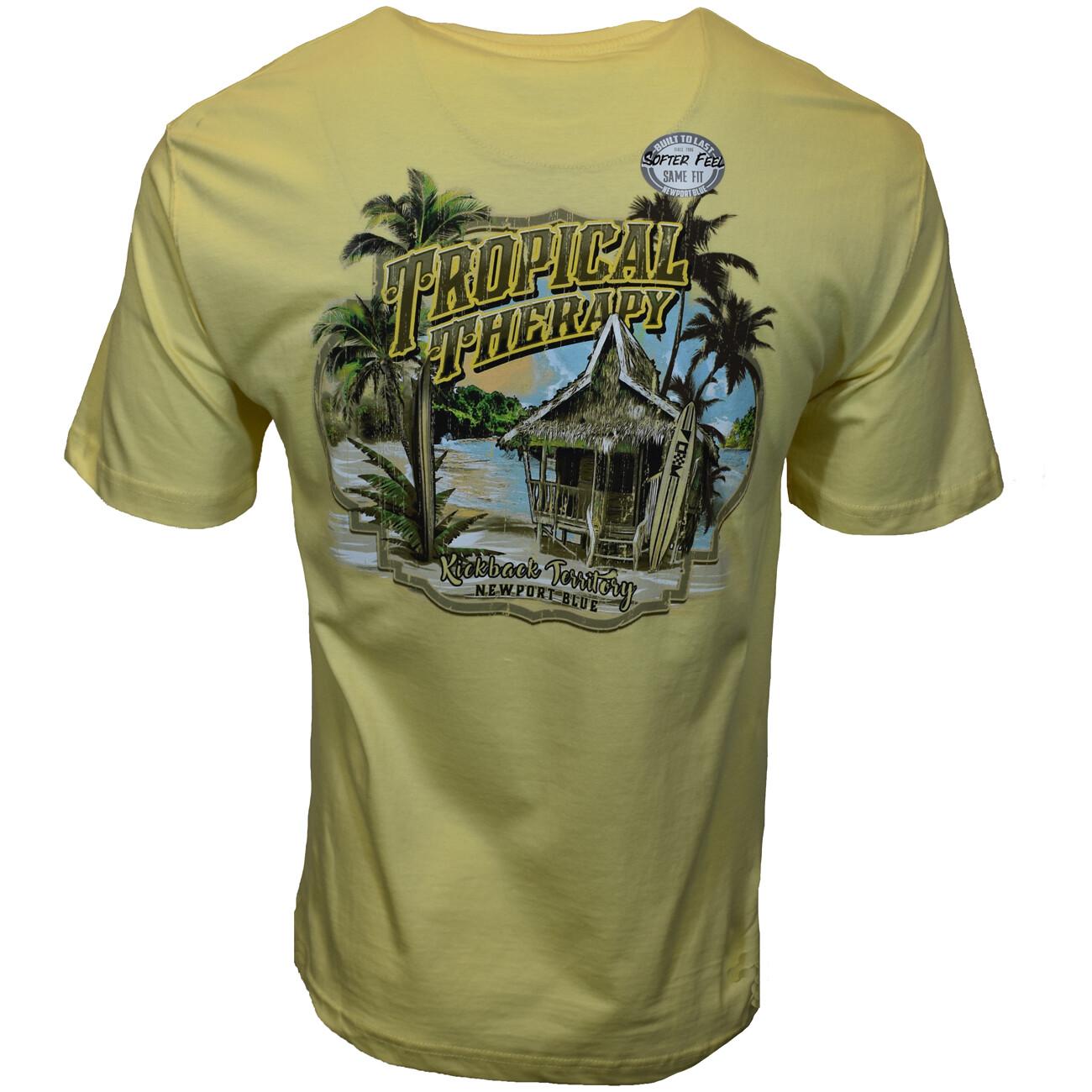 Men s T-Shirt Tropical Therapy Kickback Territory NEWPORT BLUE Yellow M L XL XXXL