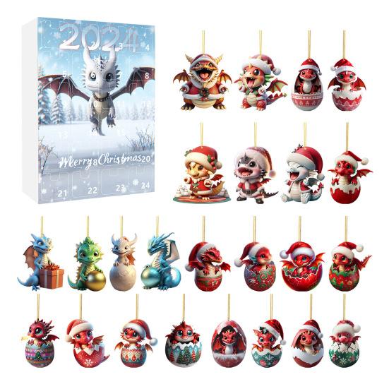 2024 Christmas Advent Calendar 24 Days Christmas Countdown Cartoon Baby Dragon Ornament