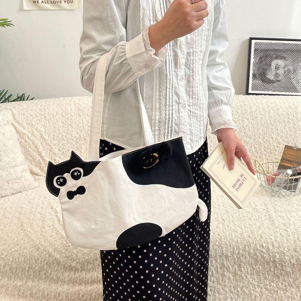 Druck Gedruckte Katze Schultertasche Stoff Handtasche Allround Stickerei Canvas Tasche Outdoor