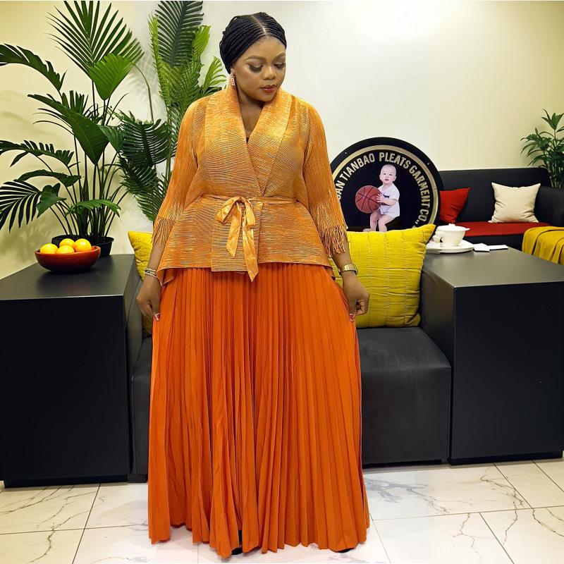 Miyake Falten Damen Sommer 2025 Übergroß Lässig Mode mit Afrikanischem Heißprägung