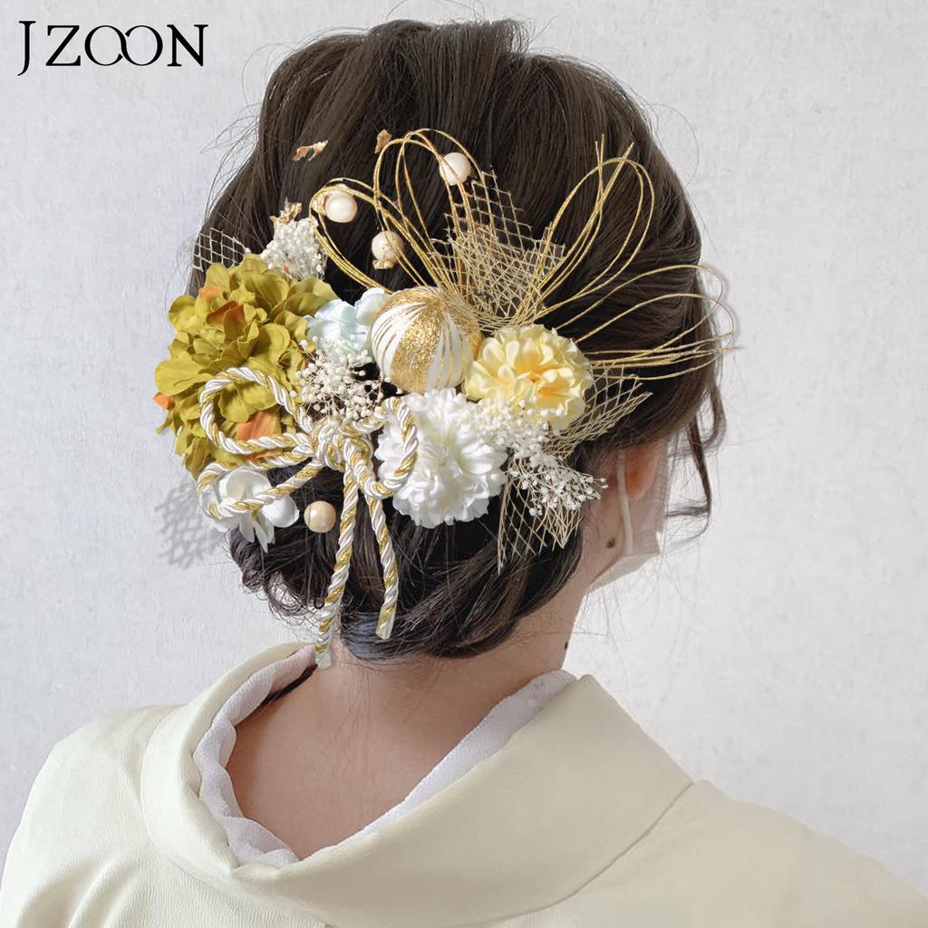 JZOON Dried Flower Hair 10 Artificial Red Japanese Gold Hair Perfect for with F2003 Ornament, Colors, Dahlia, Ball, Mizuhiki, Hydrangea, Accessories,