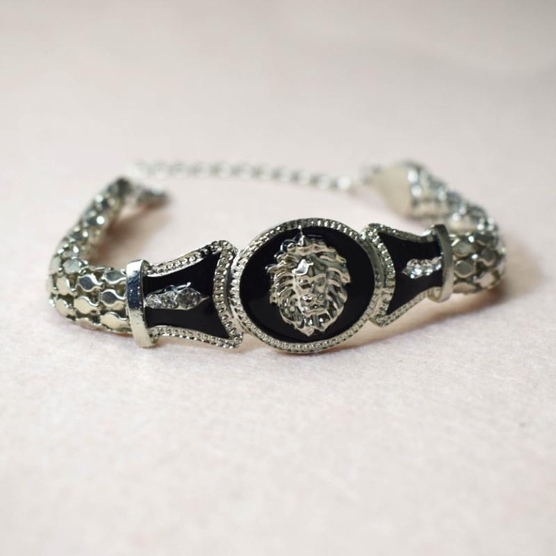 

Женская мода ювелирные изделия картина маслом голова льва браслет из сплава бриллиантовый браслет серебряный