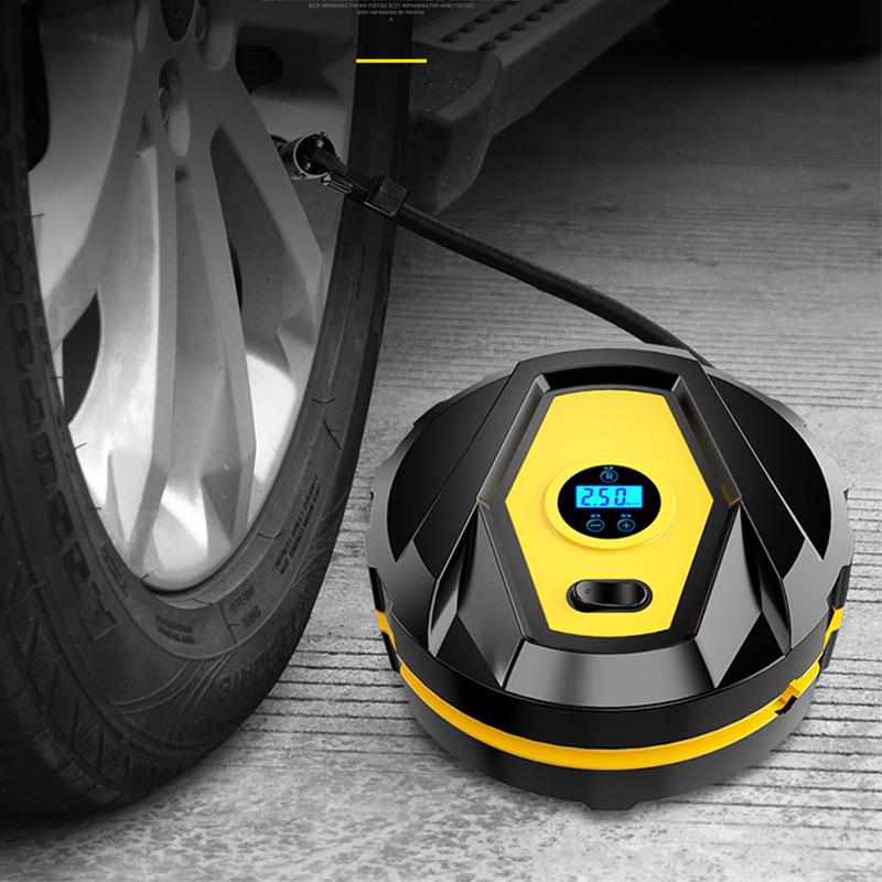 Multi-function Car Fast Air Pump Small Mini Round Portable 12v Intelligent Digital Display High-power Car Tire Pump Cylinder