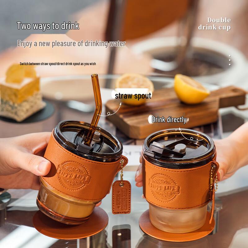 ZIPPO Stylish Portable Glass Water Bottle with Straw