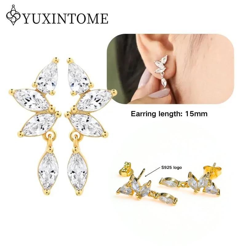 Dames 925 Zilveren Oorstekers Kristal Zirconia Waterdruppels Stud Hoops Goud Huggie Oorbellen Premium Luxe Feest Sieraden
