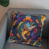2D Colorful Fish Pattern Decorative Throw Pillow Pattern Cushion Cover Suitable For Sofa Bedroom Car Pillow Cover
