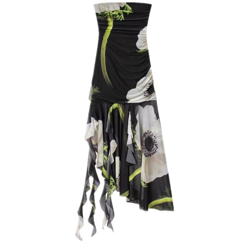 

Fashion Style Summer New Arrival Women s Clothing Slim Looking Versatile Printed Silk Net Tube Top Dress 5039202 800 Figure Color L