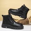 Retro Martin Boots Autumn and Winter High-top Tooling Leather Shoes Versatile Fashion Trend Body Idle Locomotive Style Black Men's Leather Boots