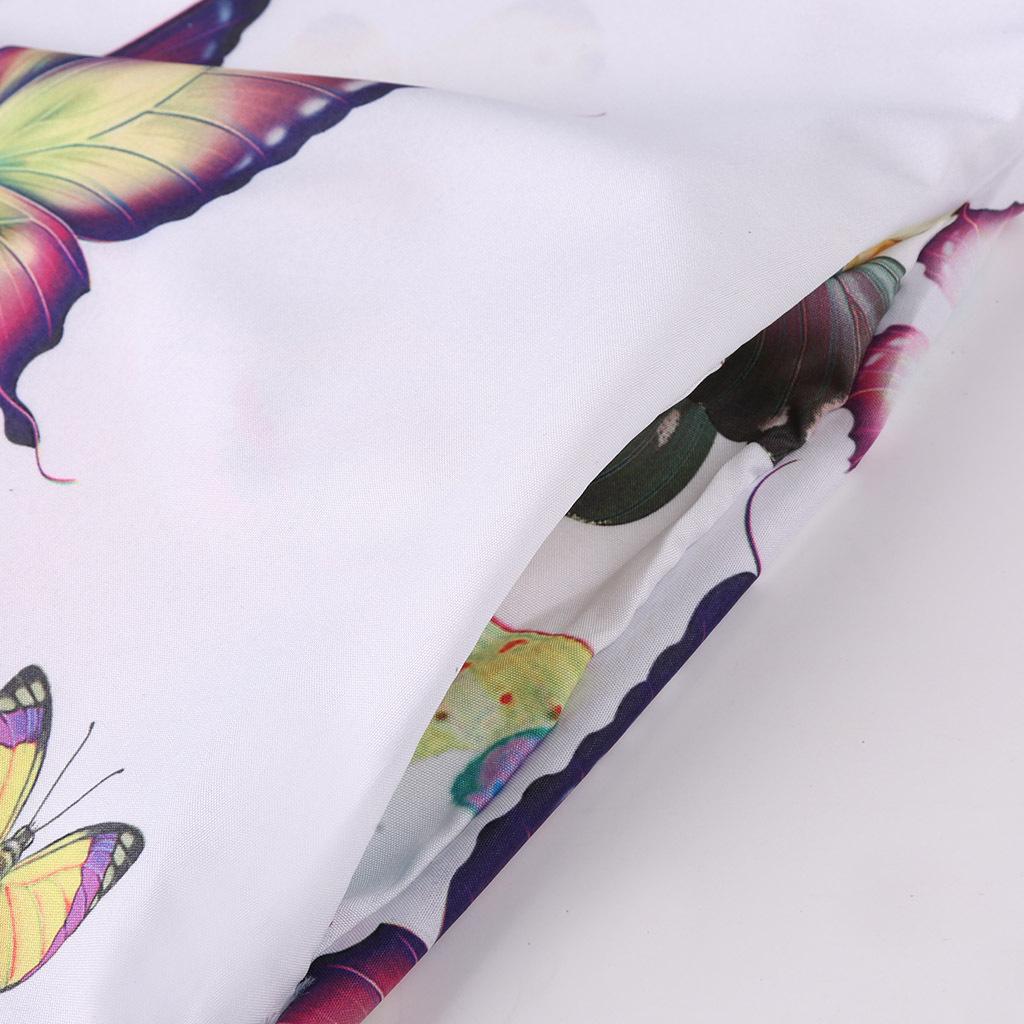 Women's V-Neck Ink Print Butterfly Dress with Pockets, Long Sleeve Summer Style