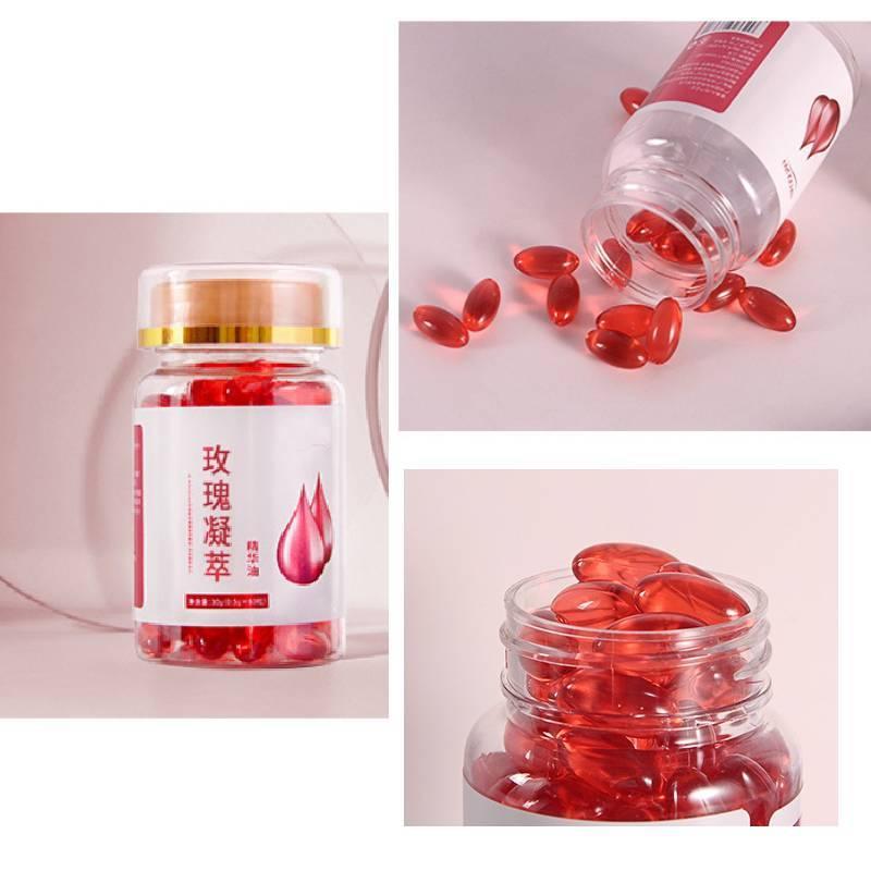 Gesichtsöl-Kapsel mit Rosenextrakt, Feuchtigkeitsspendendes, glättendes, nährender Gesichts-Serum-Öl