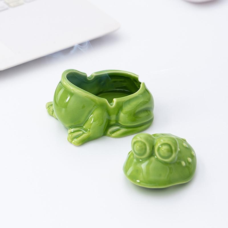 Detachable Frogs Shaped Ashtray Soap Holder for Bar Bathroom Toilet Home Office Hotel Detachable Lid