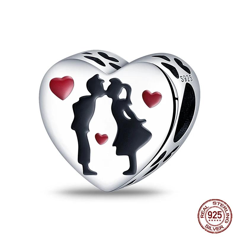 Copper Red Color Collection Heart Shape Charm Bead Charms Bead Charms Suitcase Pendant Compatible With Authentic Bracelets Lucky Jewellery Gifts
