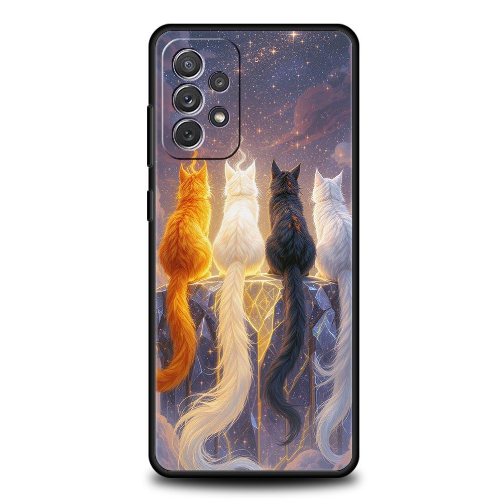 Phone Case for Samsung Galaxy A13 A15 A17 A07 A21S A22 A23 A25 A31 A73 A32 A52 A52S A41 5G Soft TPU Shell Animal Cat Tattoo Bags