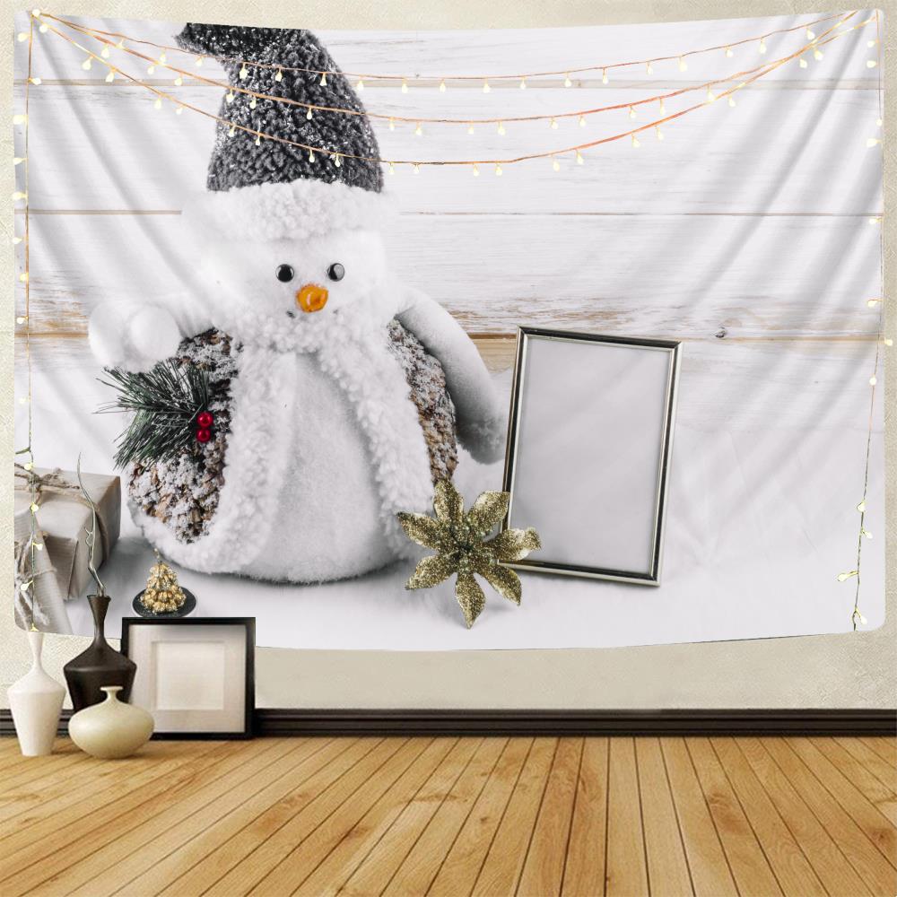 Christmas Snowman Decorative Print Pattern Tapestry Home Living Room Bedroom Wall Background Fabric Tapestry