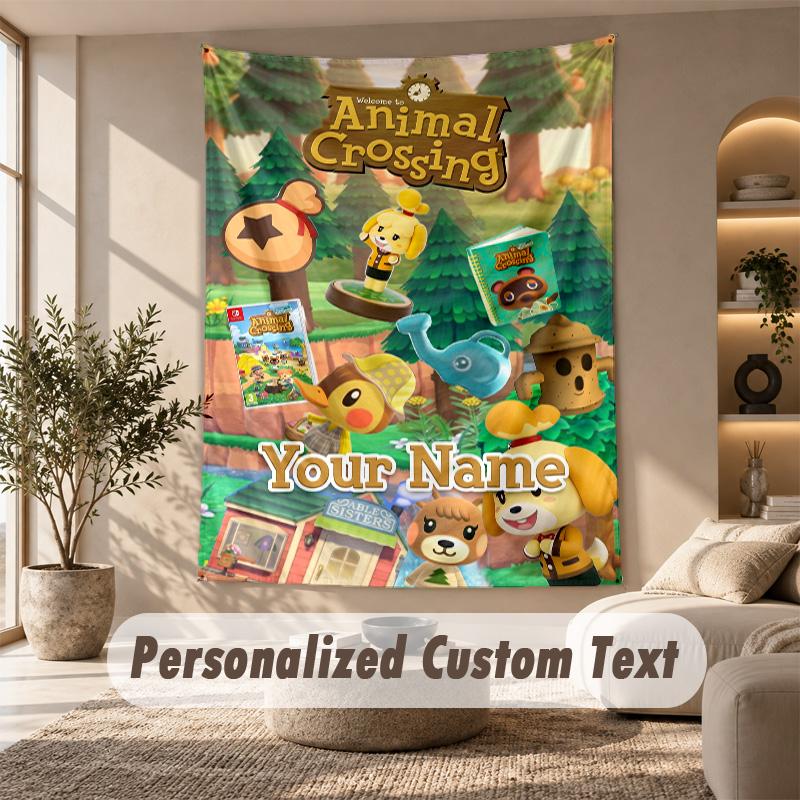 Tapestry Custom Name Text, Wall Hanging Tapestry Home Room DecorAnimal Crossing