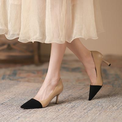 High Heels Summer New Korean Style Color-Blocking Stiletto Heel Pumps Women's Commuter Shallow Mouth Pointed Women's Shoes