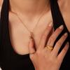 18K Gold Plated Stainless Steel Necklace Set with Triple Zircon Moon Pendants - Women's European/American Influencer Style