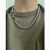 Stainless Steel Geometric Necklace For Men With Green Bamboo Beads Handmade Vintage Style