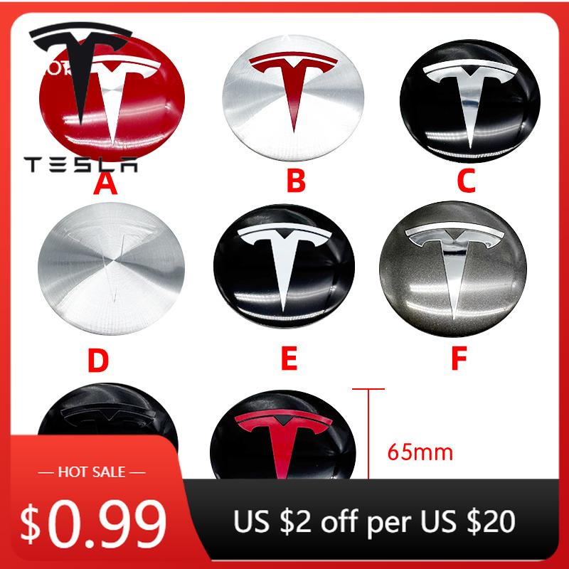Car Sticker Tesla 4pcs 65mm Car Wheel Center Cap Badge Sticker for Tesla Model 3 Y S X Roadster P75D P85D P90D P100D Personaliza