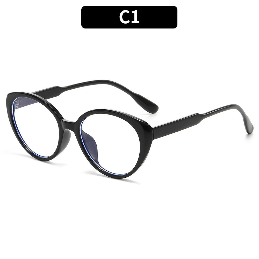 

Stylish simple retro oval cat eye anti-blue flat mirror personalized casual versatile glasses frame