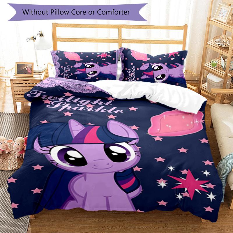 Twilight Sparkle 3pcs Bedding Set Duvet Cover Closure Includes 1 Duvet Cover & 2 Pillowcases for All Seasons Bedroom Home Dorm Decor