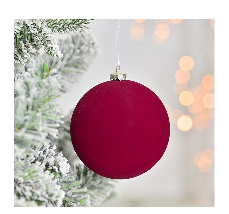 Conjunto de Enfeites de Bola de Natal Veludo Escuro Flocado Premium