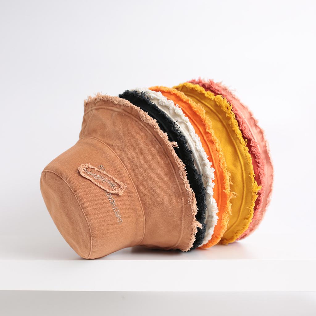 Cotton rough edge bucket hat spring summer autumn women's casual hat trendy brand women's spring versatile basin hat