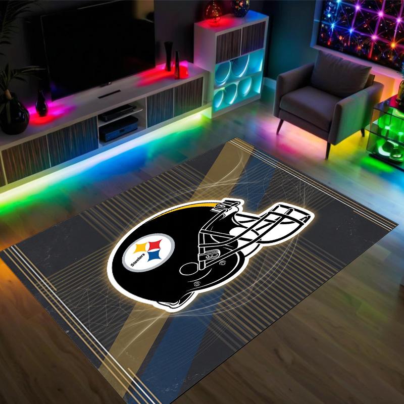Tappeto in Cristallo di Velluto Design Pittsburgh Steelers Accogliente Non?Tappeto Stampato Antiscivolo per Camera da Letto Soggiorno Ingresso