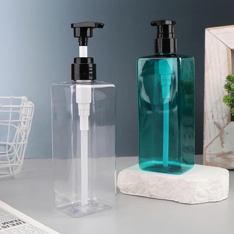 500ml Body Lotion Square Bottle PET Plastic Shower Gel Shampoo Press Pump Bottles Durable Refillable Containers For Liquid Soap