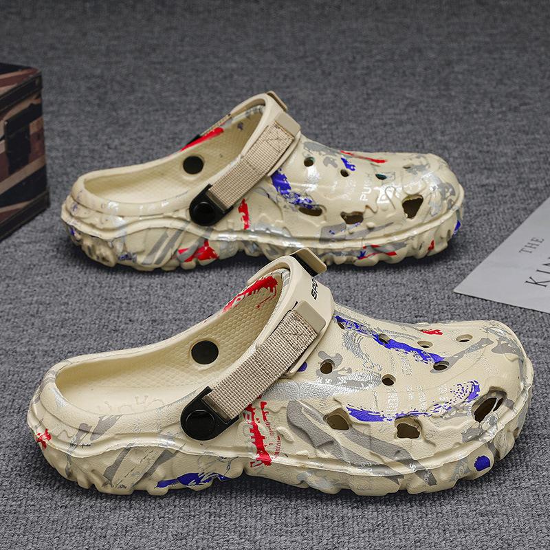 

Baotou tow большого размера, мужские летние легкие туфли с отверстиями, для улицы, двойного назначения, модные, универсальные, классные тапочки для улицы, пляжная обувь 47 хаки