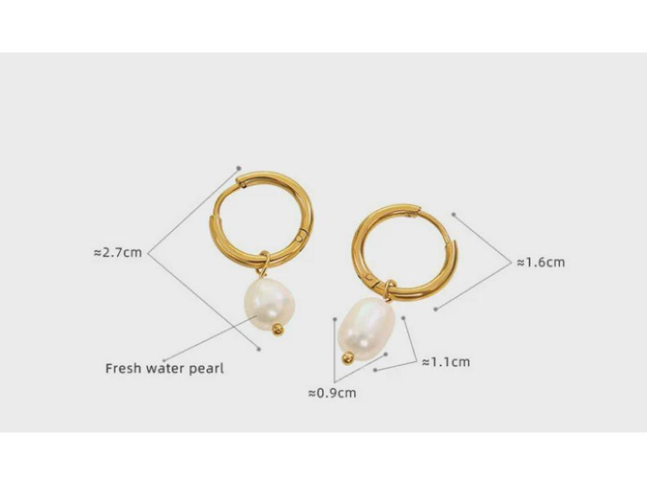 French Retro Freshwater Pearl Hoops, Titanium Steel 18K Gold-Plated Earrings - Cold Style