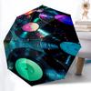 1pc Vinyl Records Cosmic Automatic Folding Umbrella - Compact 8-Rib Design, Durable Plastic & Iron, Lightweight for Outdoor Daily Use164
