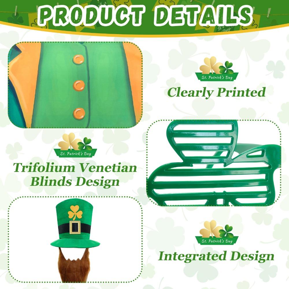 3er-Set Party-Kostümzubehör zum St. Patrick's Day mit Schürze Kleeblatt Grüner Hut Irisches Festival Falscher Schnurrbart Brille