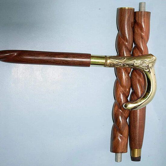 Antiker Stil Viktorianisch Vintage Designer Messinggriff Gehstock Holzspazierstock
