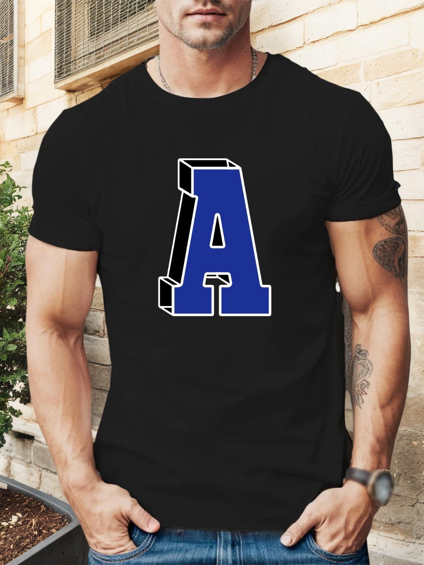 A Graphic Blue T-shirt - Casual Crew Neck XXXXL