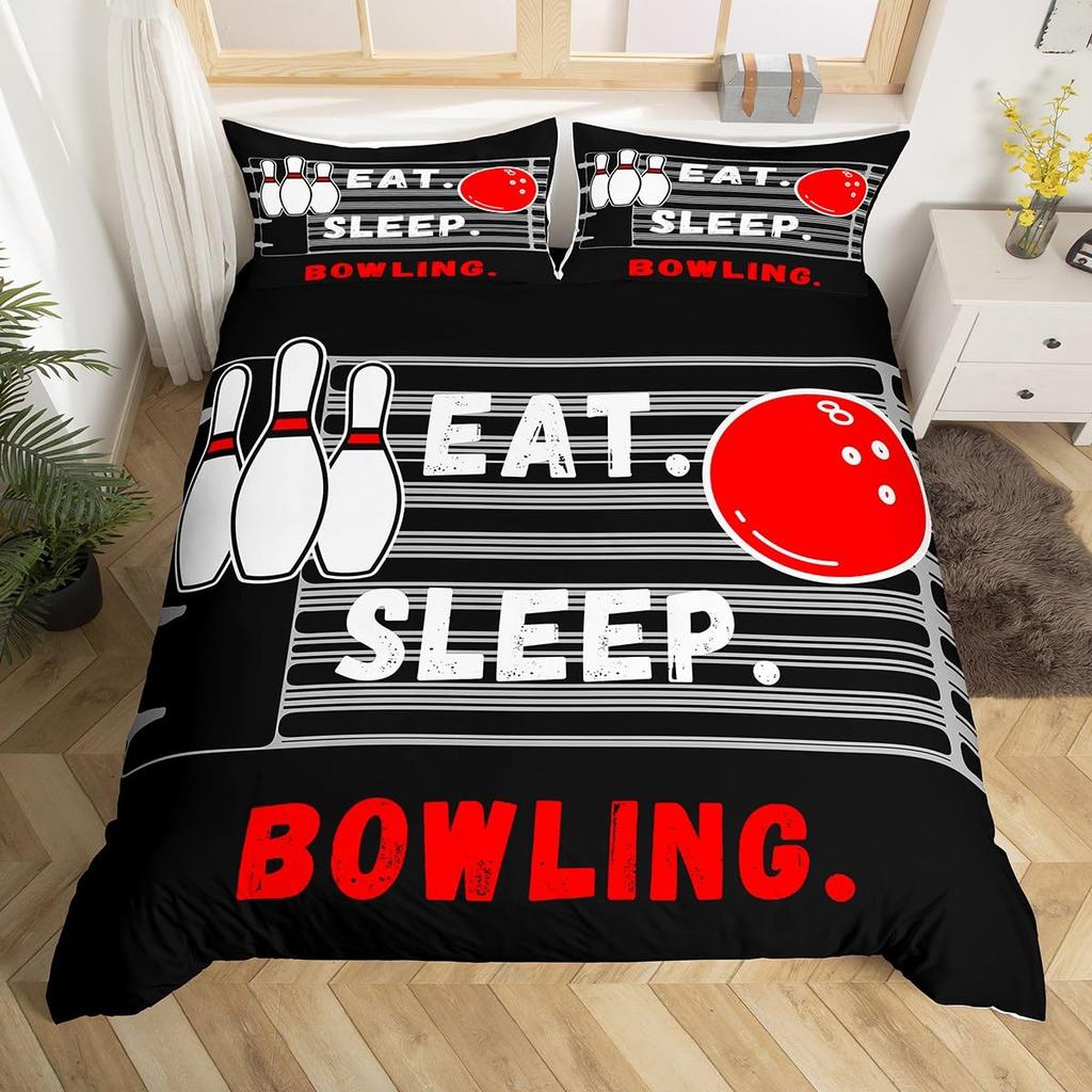 Bowling Pin Ball Lightweight Duvet Cover Sets Bowler Player Unique Gift Idea Twin Full Queen King Size Bedding Bed Sets No Quilt