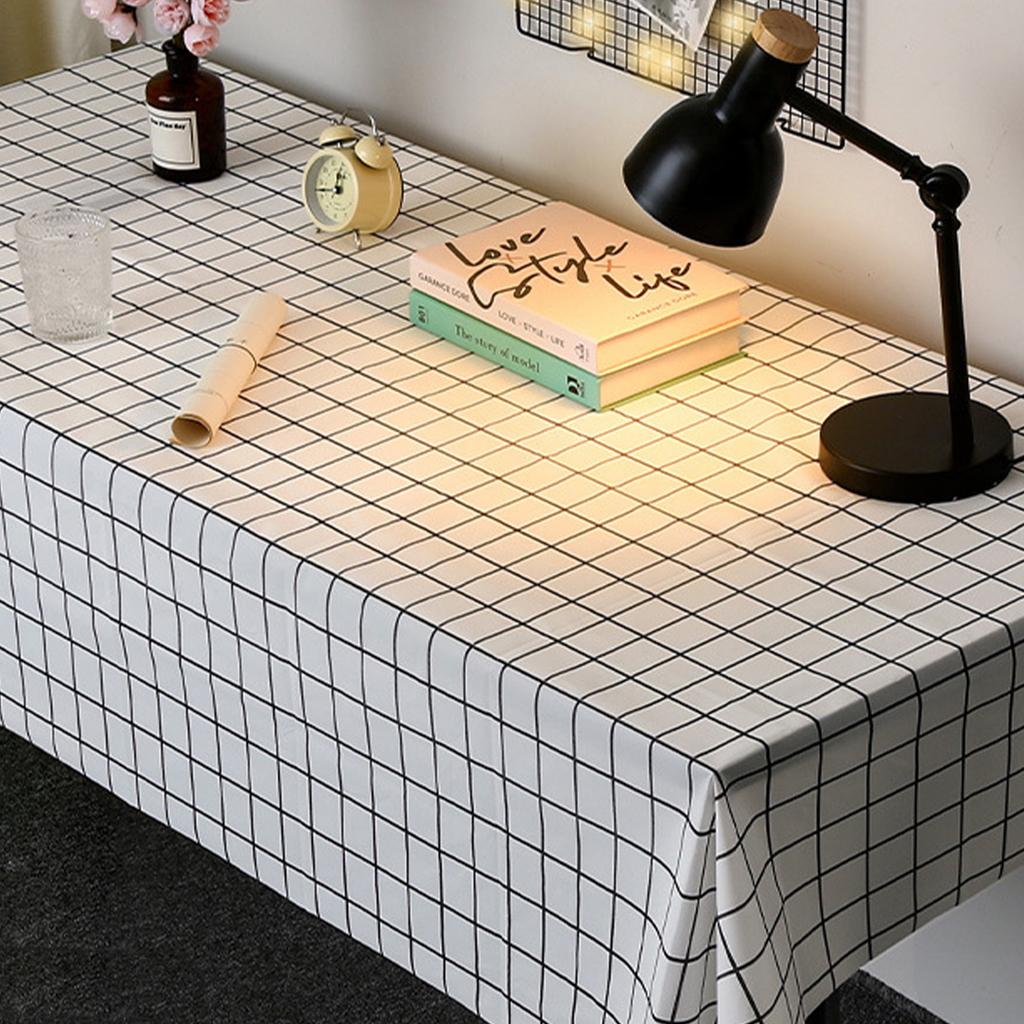 Table Cloth Waterproof Oil Proof Minimalist Fashionable Decorative White Plaid Tablecloth Table