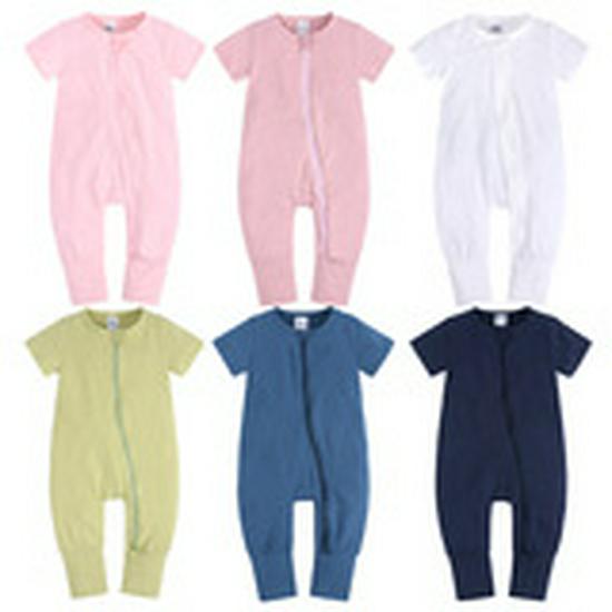 Korean Style Sleeveless Bamboo Infant Romper - Solid Color Summer Baby Onesie