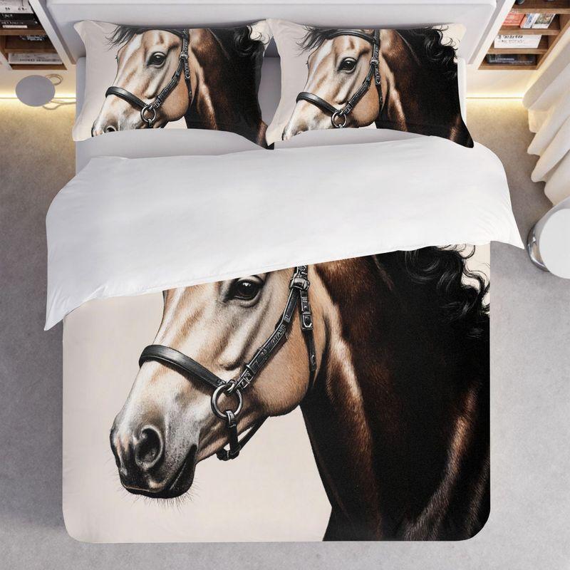3-Piece Bedding Pillowcase Quilt Cover Set Realistic Style Horse 2D Digital Printing Suitable For Bedroom Dormitory Decoration