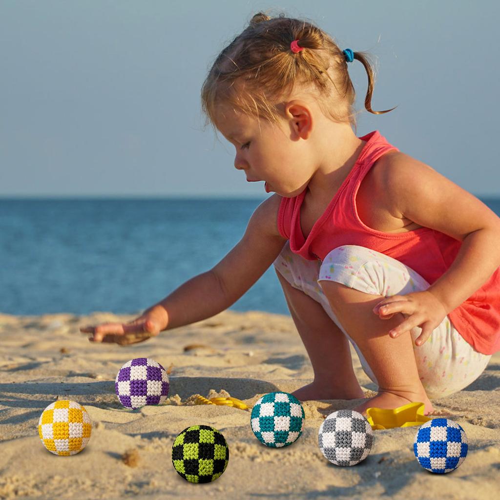6 Pack Hand Woven Footbag Balls Soft Knit Juggling Balls for Coordination Exercise Toss and Catch Training for Kids and Adults