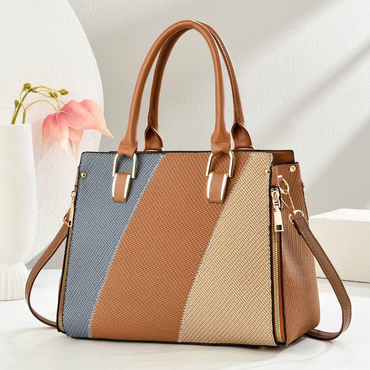 

Новая контрастная цветная сумочка 2025 большая вместимость модная женская сумка повседневная сумка-мессенджер сумка на плечо 32*13*24 хаки