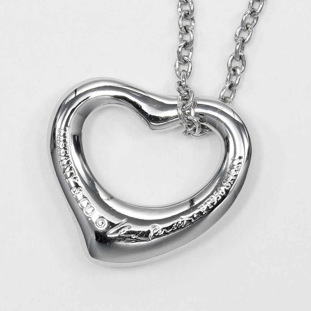 TIFFANY&Co. Open heart Necklace Pt950Platinum 3.7g Women Used
