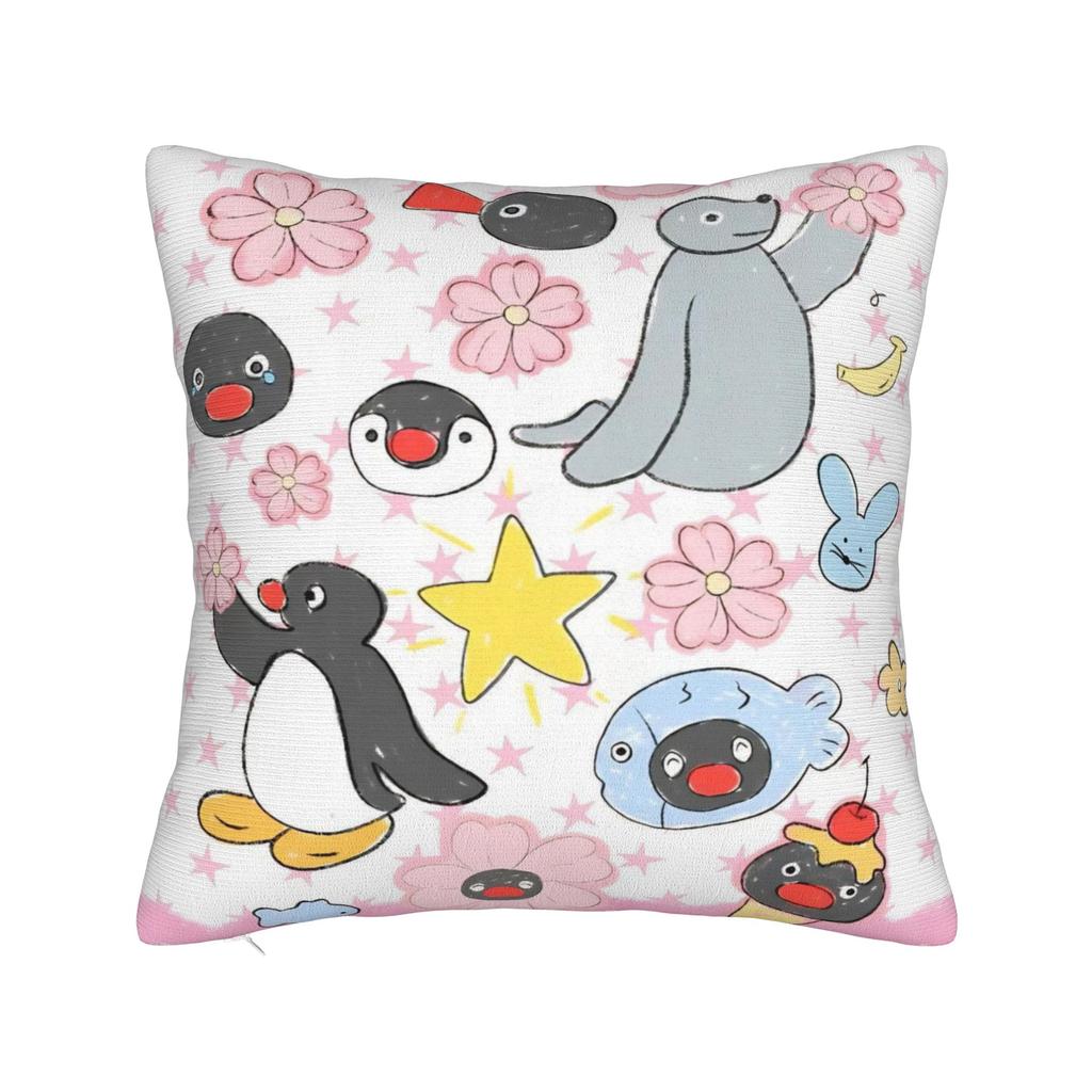 Noot Noot Poszewki na kwadratową poduszkę Pingu Pinga Pokrowiec na poduszkę z pingwinem Dekoracyjna poszewka na poduszkę do domu 18"x18"
