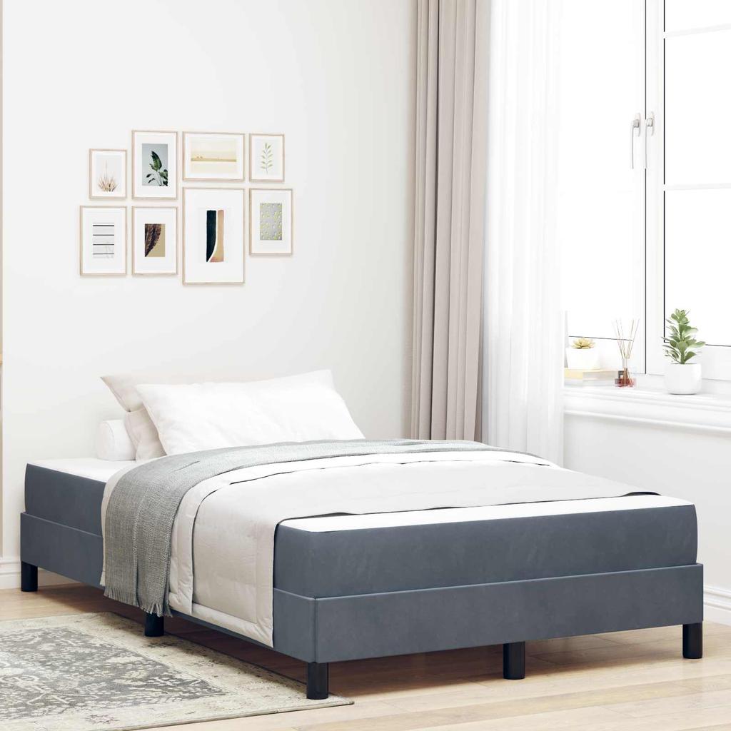 Box Spring Bed with Mattress Dark Gray 120 x 190 cm Fabric