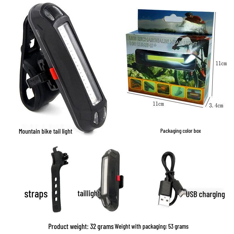 USB Rechargeable High Brightness Bike Tail Light - Road & Mountain Cycling Accessory