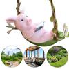 Cute Pig Swing Hanging Ornaments Resin Pig Swing Sculpture Ornament Lovely Pig Landscape for Outdoor Balcony Patio Tree Decor