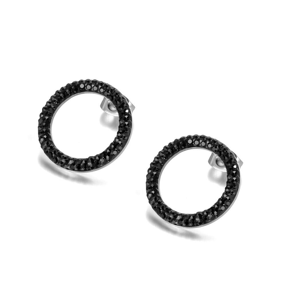 

Lokaer Trendy Stainless Steel Jewelry Shiny White/Black Clay Cystal Earrings Rose Gold Color Round Shape Christmas Gift E18455