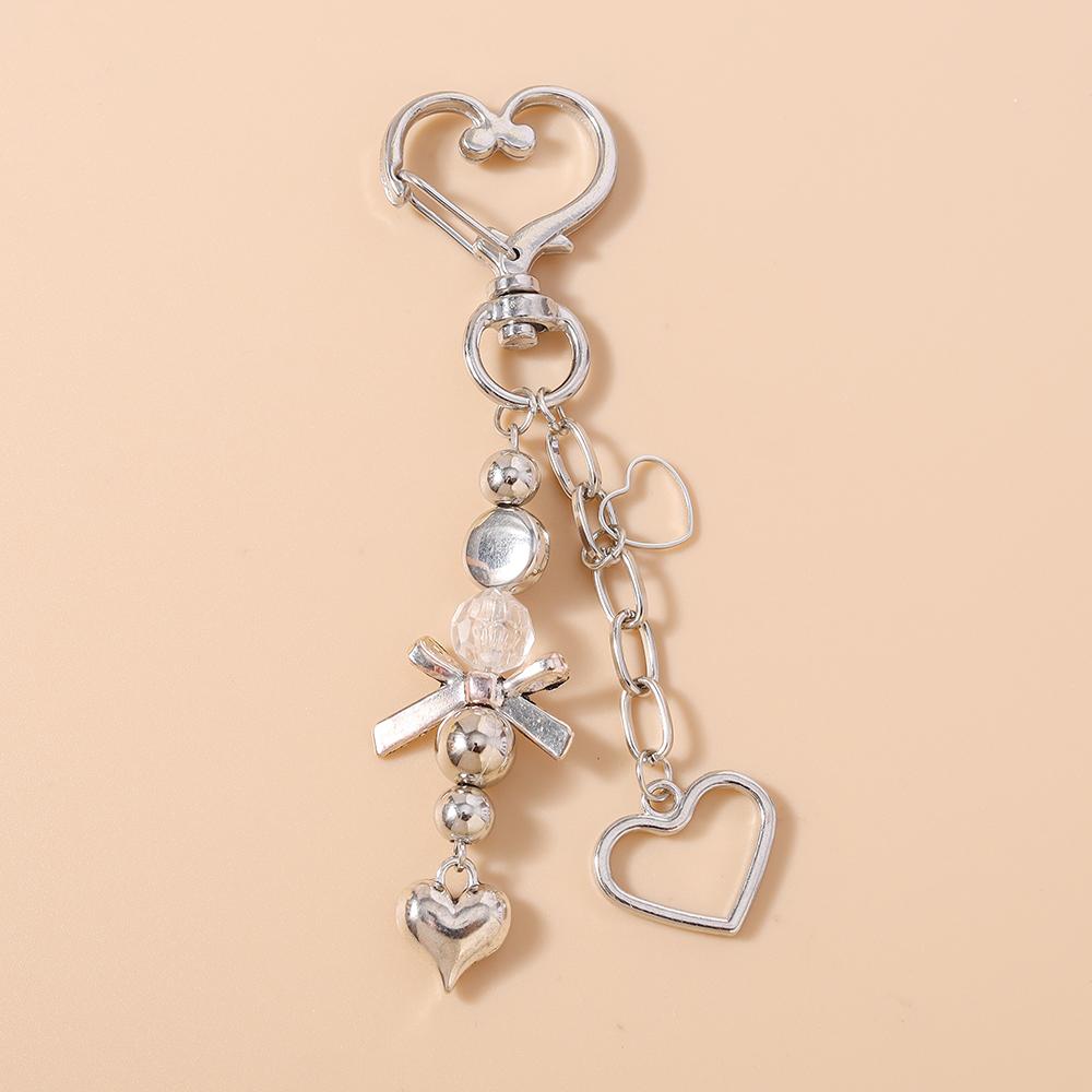 

Cute Alloy Bowknot Keychain Women Girls Love Heart Key Ring Pendants for Handbag Decor DIY Jewelry Gift