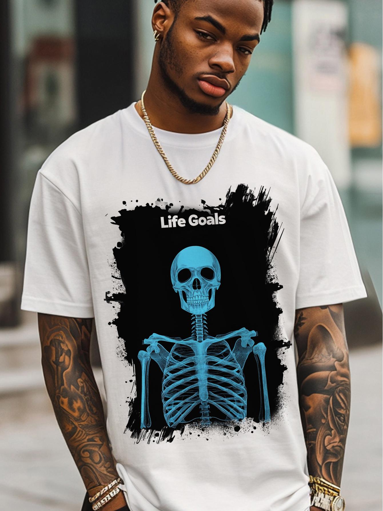Mens Patterned Tshirt Street Style Printed Tshirt Soft and Comfortable Roundneck Shortsleeved S