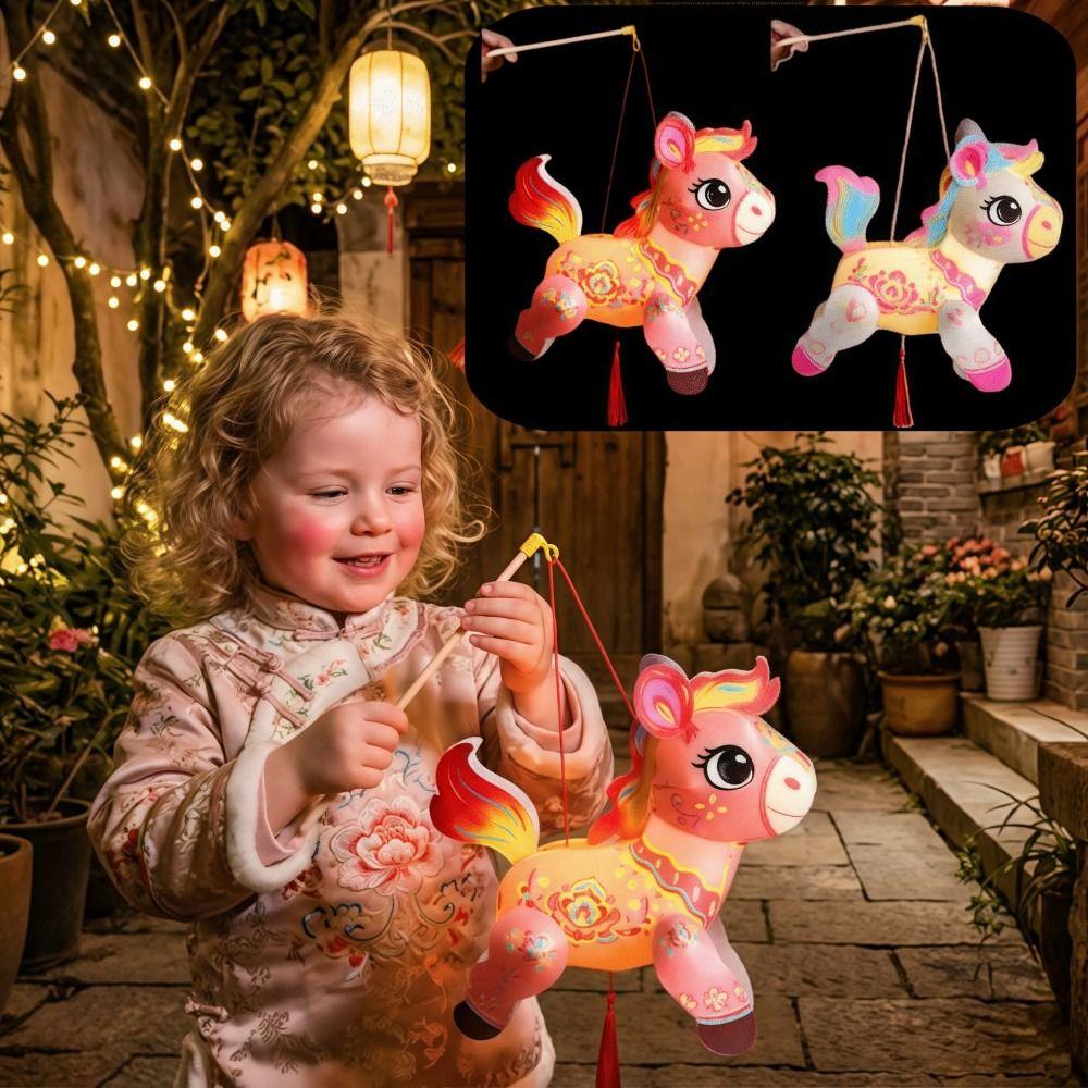 Cartoon Horse Year Lanterns Pony Shape New Year Lanterns  Holiday Kid's Toys
